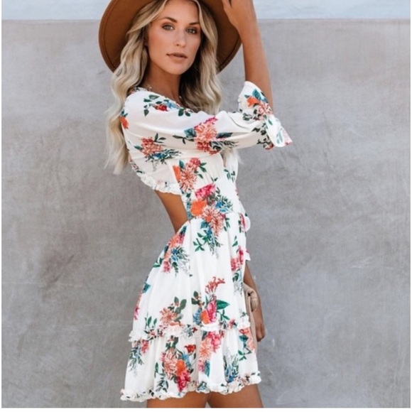 Vici floral backless ruffle dress - Picture 3 of 5